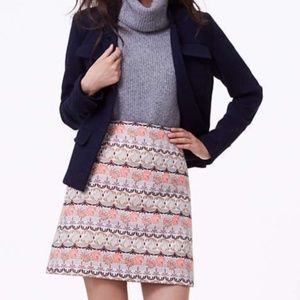 NWT LOFT Shimmer Mosaic Shift Skirt Patterned Brocade Mini - Sz 10